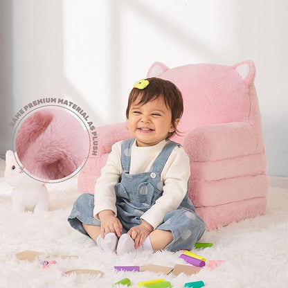 Toddler Chair Comfy, Kids Couch Fold Out, Soft Baby Chairs,kids lounge chair for Play,Gift for 0-3 Years,Pink Kitty