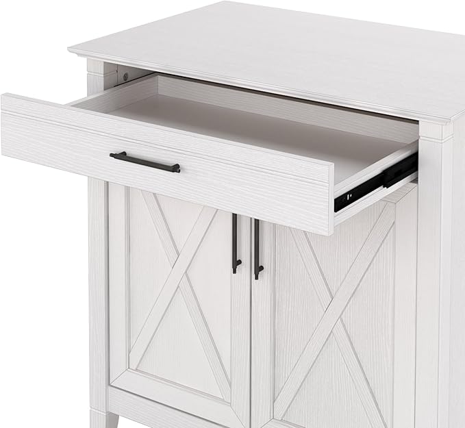 Bush Furniture Key West Secretary Desk | Accent Cabinet with Work Surface in Pure White Oak | 30W x 20D Hidden Writing Table and Storage for Small Spaces