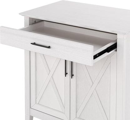 Bush Furniture Key West Secretary Desk | Accent Cabinet with Work Surface in Pure White Oak | 30W x 20D Hidden Writing Table and Storage for Small Spaces