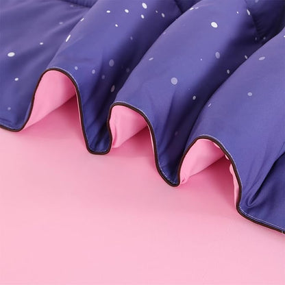 Wowelife Glitter Comforter Set Pink Queen 5 Pieces Galaxy Bedding Set Purple Kids Bedding Set Rainbow Bed in a Bag for Boys and Girls with Comforter, Flat Sheet, Fitted Sheet and 2 Pillowcases