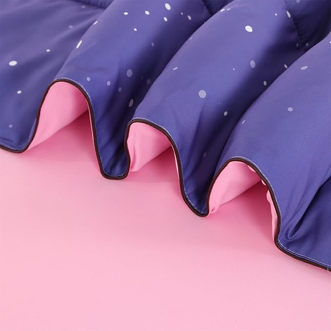 Wowelife Glitter Teen Bedding Sets for Girls Gradient Full Size 5 Pieces Comforter Set Pink Purple Kids Comforter Sets Lightweight with Comforter, Flat Sheet, Fitted Sheet and 2 Pillowcases