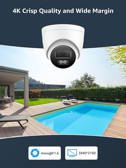 ANNKE 16CH 4K PoE Security Camera System, 12MP H.265+ NVR with 4TB HDD and 8X 4K/8MP IP Wired Cams, AI Human Vehicle Detection, Spotlight Color Night Vision, Built-in Mic, Compatible with Alexa