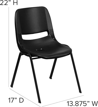 Flash Furniture HERCULES Series 440 lb. Capacity Kid's Black Ergonomic Shell Stack Chair with Black Frame and 12" Seat Height, Set of 1