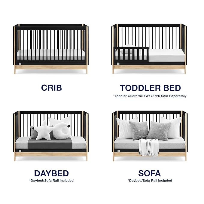 GAP babyGap Tate 4-in-1 Convertible Crib - Greenguard Gold Certified, Ebony/Natural