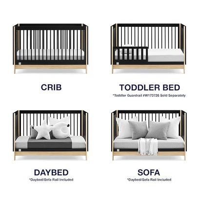 babyGap by Delta Children Tate 4-in-1 Convertible Crib TrueSleep Crib and Toddler Mattress (Bundle), Ebony/Natural