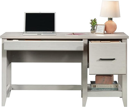 Sauder Summit Station Single Pedestal Desk, Glacier Oak Finish