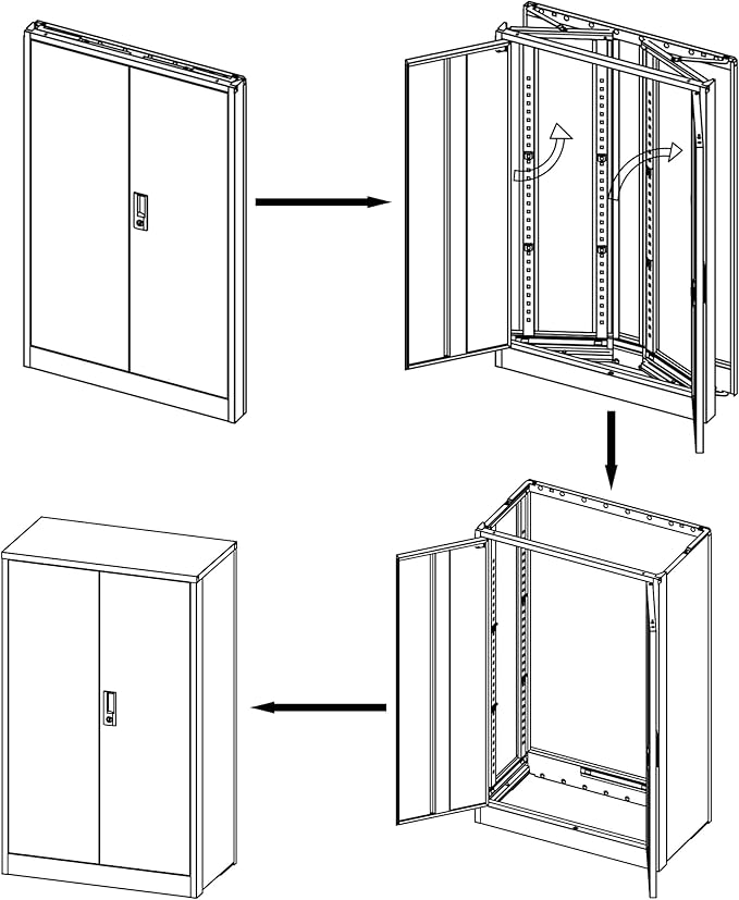 41.97" Metal Storage Doors and Adjustable Shelf,Folding Filing Cabinets w/Solid Steel Tube Locking Shaft,for Home Office,School,Garage,Black