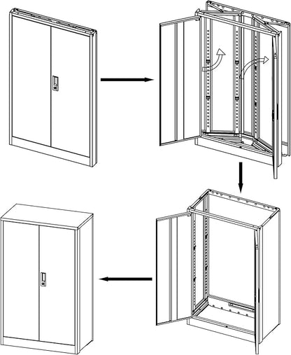 41.97" Metal Storage Doors and Adjustable Shelf,Folding Filing Cabinets w/Solid Steel Tube Locking Shaft,for Home Office,School,Garage,Black
