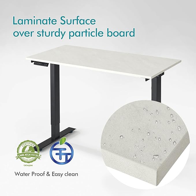 Kaboon Universal Tabletop 55"x23.62" Solid One-Piece Melamine Table Top, Double Desk L-Desk DIY, Home and Office Countertop,Sea Salt/White