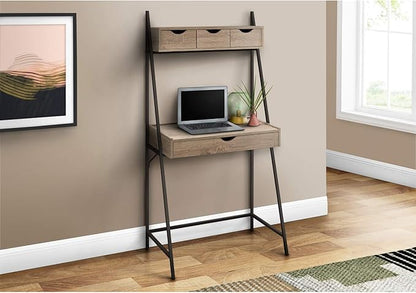 Monarch Specialties 7332 Computer Desk, Home Office, Laptop, Leaning, Storage Drawers, 32" L, Work, Metal, Laminate, Brown, Black, Contemporary, Modern Desk-32 L Dark Taupe, 31.5" L x 19" W x 61.25" H