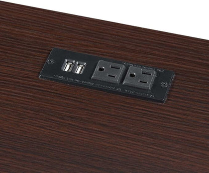 Convenience Concepts Designs2Go Trestle Desk with Charging Station and Shelves, Espresso