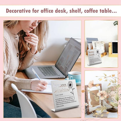Human Sunshine Definition Desk Signs Funny Appreciation Gifts for Women Thank You Gift for Friends Teacher Coworker Doctor Nurse Gift for Mom Aunt Sister Sunshine Party Decorations (silver) XLK12