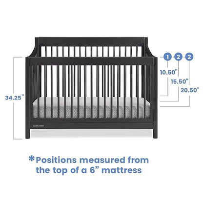 Delta Children Brooks 6-in-1 Convertible Crib, Midnight Grey + Simmons Kids Quiet Nights Breathable Crib Mattress with Removable/Machine Washable Cover (Bundle)
