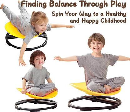 Kids Sensory Chair for Autism Kids Swivel Chair, Sensory Spin Chair Seat Improve Physical Coordination Wobble Chair for Kids Sit and Spin Relief of Motion Sickness
