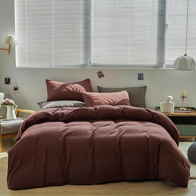 Brick Red Comforter Set Twin Clay Color Bedding Set Women 3 Pieces Solid Color Blanket Set Solid Brick Red Comforter Set Twin Dark Red Comforter Set