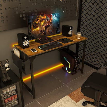 Small Computer Desk 31 Inch Small Office Desk Writing Desks Home Office Desks Small Space Desk Study Table Modern Simple Style Work Table with Storage Bag Headphone Hook Metal Frame for Home, Bedroom