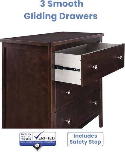 Delta Children Campbell 3 Drawer Dresser, Walnut Espresso