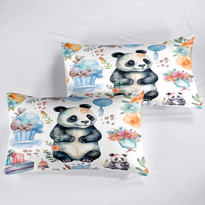 Panda Comforter Set Queen Size - Panda Bedding for Boys Girls Cute Panda Set Cartoon Pandas Print Comfort Queen Bedding Set for Kids Teens, 1 Comforter+2 Pillowcases
