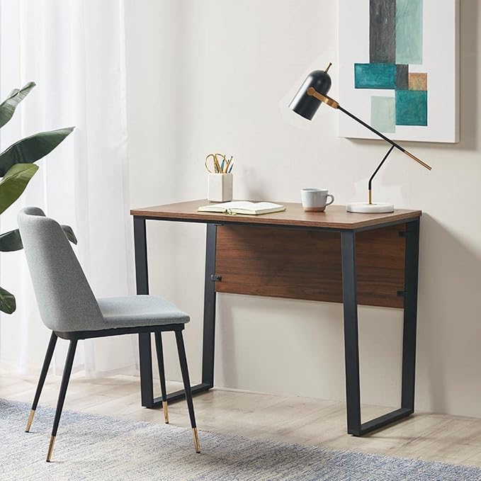 510 DESIGN Carlyle Home Office Computer Desk for Small Spaces - Industrial Wooden Top Writing Table with Sturdy Metal Legs, Living Room Furniture, Easy Assembly, 38" W x 22" D x 30" H, Dark Coffee