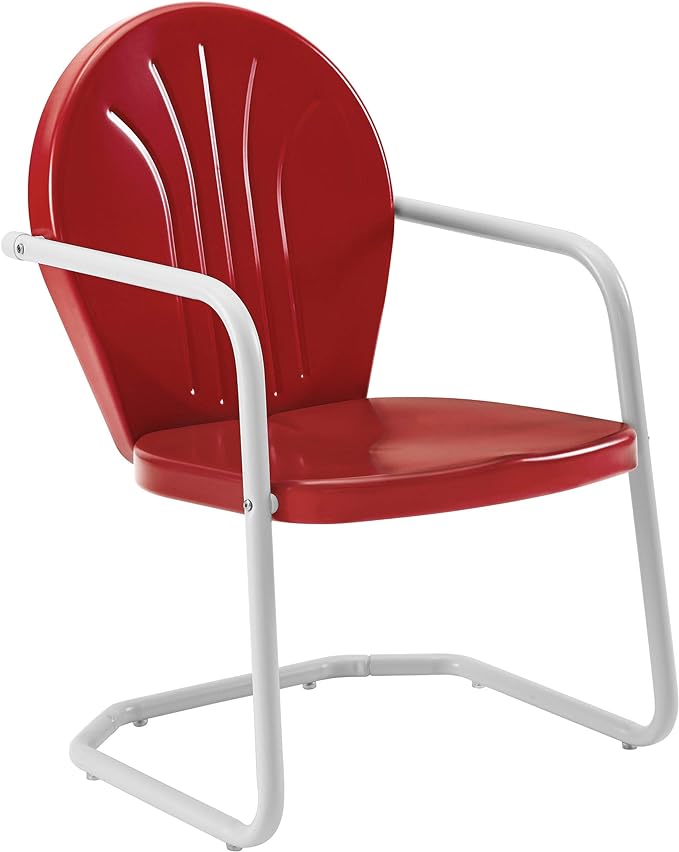 Crosley Furniture KO10004RE Griffith 3-Piece Retro Metal Outdoor Seating Set with Table and 2 Chairs, Red