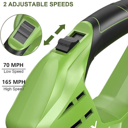 Leaf Blower Cordless- 20V 5.0 Battery-Powered Leaf Blower, 80-150MPH, Upgraded Motor and Mini Electric Leaf Blower with Charging Seat for Use in The Yard or Lawn