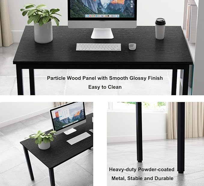 SDHYL 47 inches Contemporary Computer Desk Spacious Workstation Sturdy Writing Desk Meeting Desk, S7-GCP2AC3-120BK-N