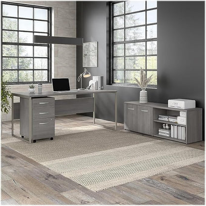 Bush Business Furniture Hybrid 72W x 30D Computer Table Desk with Metal Legs in Platinum Gray