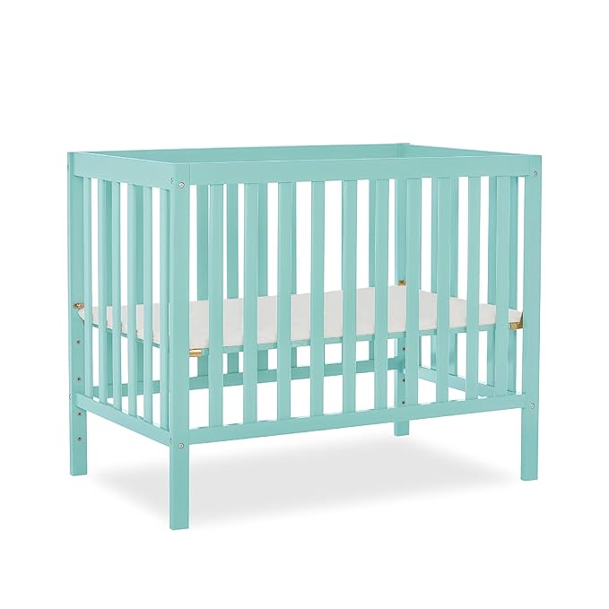 Edgewood 4-In-1 Convertible Mini Crib In Mint, JPMA Certified, Non-Toxic Finish, New Zealand Pinewood, With 3 Mattress Height Settings, Included 1" Mattress Pad