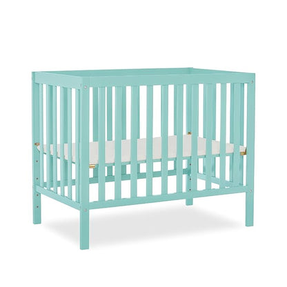 Edgewood 4-In-1 Convertible Mini Crib In Mint, JPMA Certified, Non-Toxic Finish, New Zealand Pinewood, With 3 Mattress Height Settings, Included 1" Mattress Pad