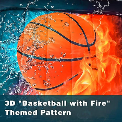 Andency Basketball Comforter Twin(66x90 Inch), 2 Pieces(1 Basketball Comforter, 1 Pillowcase) Sport Microfiber Basketball Comforter Set Bedding Set for Kids Boys Teens