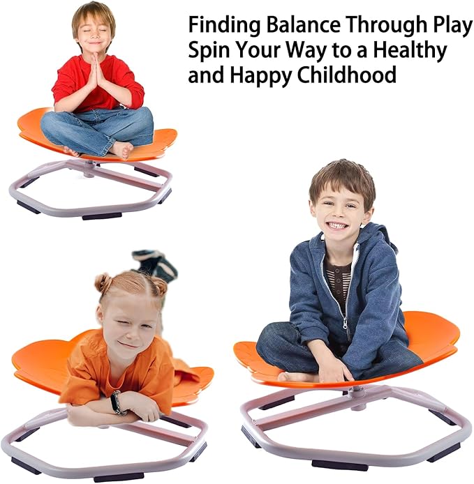 Autism Kids Swivel Chair, Spinning Chair for Kids Sensory, Kids Swivel Chair Sensory, Sensory Toy Chair, Carousel Spin Sensory Chair, Training Body Coordination (Orange)
