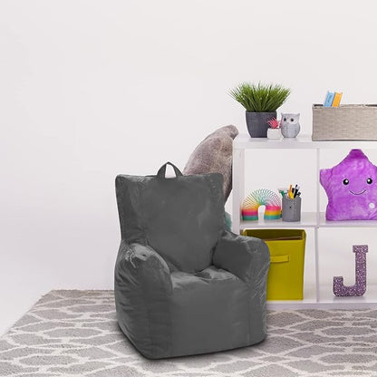 Posh Creations Bean Bag Structured Seat for Toddlers and Kids, Comfy Chair for Children, Pasadena, Charcoal Gray