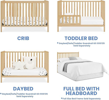 Delta Children Heartland 4-in-1 Convertible Crib, Natural + Twinkle Galaxy Crib and Toddler Mattress (Bundle)
