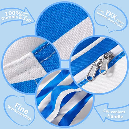 Wekapo Stuffed Animal Storage Bean Bag Chair Cover for Kids | Stuffable Zipper Beanbag for Organizing Children Plush Toys Large Premium Cotton Canvas (Blue, X-Large)