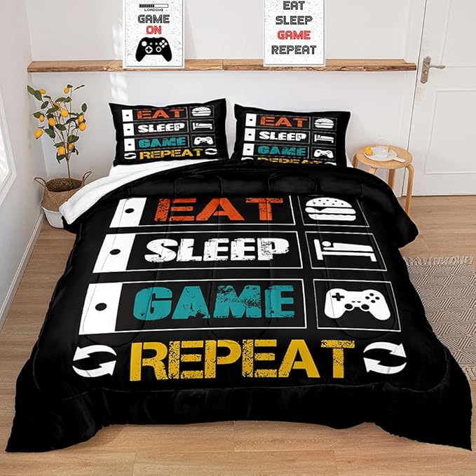 Gaming Comforter for Boys Teen,Game Contoller Bedding Set for Boys Kids,Down Alternative Comforter for All Season,Gamer Home Decor for Boys Comforter Set (Comforter-Game33, Twin)