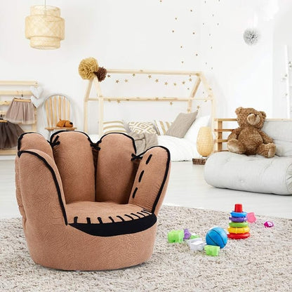 Fireflowery Kid Baseball Chair, Toddler Chair with Baseball Glove Design, Baseball Bean Bag Chair for Playroom, Gift for 3-5 Years Boys and Girls, 23.5” x 19.5” x 17.5