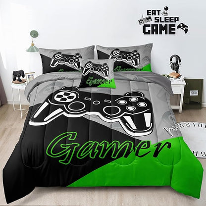 6 Pieces Gaming Bedding Set Queen Size for Boys Gamer Comforter Set for Boys Girls Kids Teens 6 Piece Bed in A Bag Video Game Bedding for Gamer Room Decorative Queen51