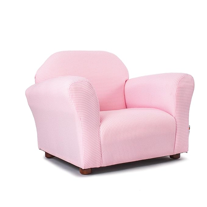 KEET Roundy Kid's Chair, Gingham Chair Only, Pink
