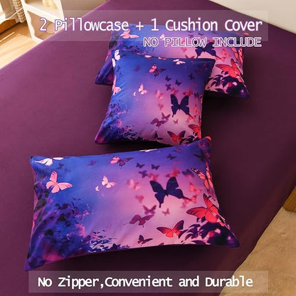 DORCAS Butterfly Comforter Sets for Girls,Full Size Butterfly Bedding Sets Girls,6 Pieces Girls Bedding Sets Full with Comforter Sheets for Teens Kids