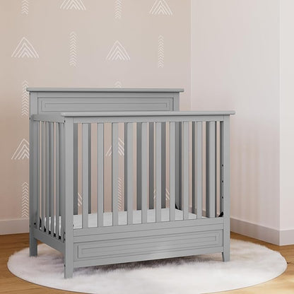 STORKCRAFT Petal 4-in-1 Convertible Mini Crib (Pebble Gray) – GREENGUARD Gold Certified, Converts to Daybed and Twin-Size Bed, Includes Bonus 2.75-inch Mini Crib Mattress