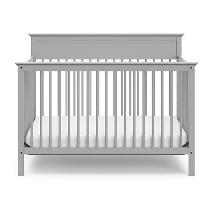 Storkcraft Carmel 5-in-1 Convertible Crib (Pebble Gray) - GREENGUARD Gold Certified, Converts to Toddler Bed & Full-Size Bed, Fits Standard Full-Size Crib Mattress, 4 Adjustable Mattress Heights