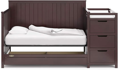 Graco Hadley 5-in-1 Convertible Crib and Changer with Drawer (Espresso) – GREENGUARD Gold Certified, Crib and Changing Table Combo with Drawer, Includes Baby Changing Pad, Converts to Full-Size Bed