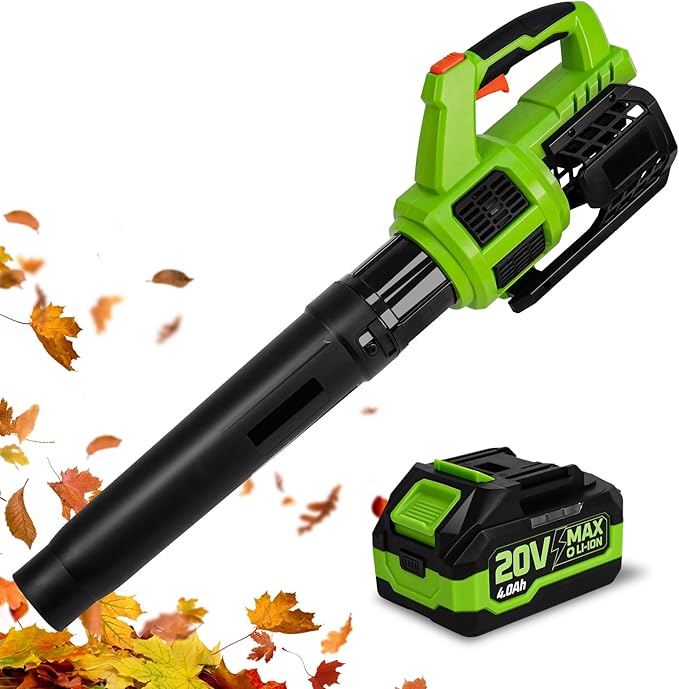 HARDELL Leaf Blower Cordless, 20V Electric Leaf Blower with Battery and Charger, 280 MPH Powerful Battery Powered Leaf Blower for Lawn Care, Patio, Yard, Side Walk, Snow Blowing