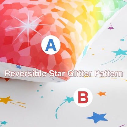 A Nice Night 6Pcs Gradient Abstract Art Grid Mosaic Geometric Bedding Set for Girls, Colorful Rainbow Galaxy Comforter Set, Ultra Soft Bedding Sets (PinkYellow,Twin 6Pcs)