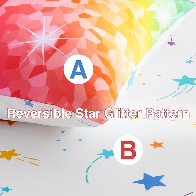 A Nice Night 6Pcs Gradient Abstract Art Grid Mosaic Geometric Bedding Set for Girls, Colorful Rainbow Galaxy Comforter Set, Ultra Soft Bedding Sets (PinkYellow,Full 6Pcs)