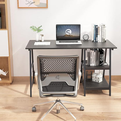 soges Computer Desk 47inches PC Desk Office Desk with Shelf Workstation for Home Office Use Writing Table,Black