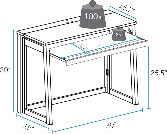 Casual Home Pull-Out & USB Port Folding Desk, Warm Brown (New)