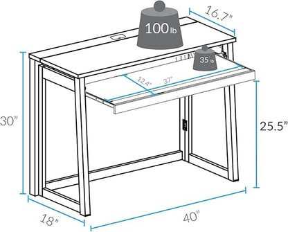 Casual Home Pull-Out & USB Port Folding Desk, Warm Brown (New)