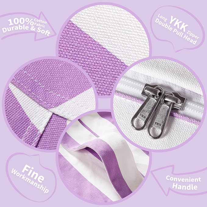 Wekapo Stuffed Animal Storage Bean Bag Chair Cover for Kids | Stuffable Zipper Beanbag for Organizing Children Plush Toys Large Premium Cotton Canvas (Purple, XX-Large)