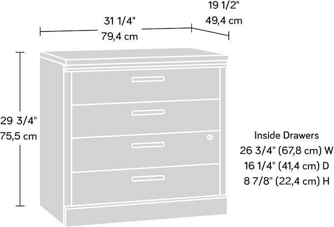 Sauder Aspen Post Lateral File, L: 31.26" x W: 19.45" x H: 29.72", Prime Oak Finish